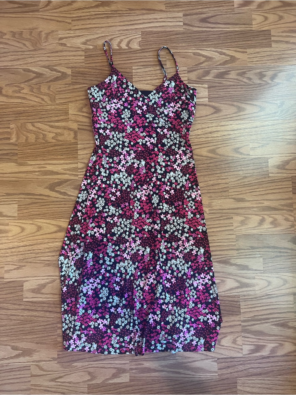 MICHAEL Michael Kors Pink & Black Floral Midi Slip Dress
